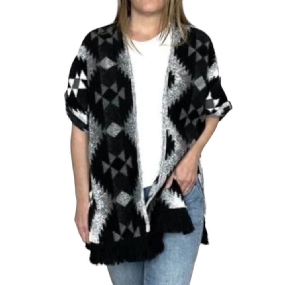 American Eagle Aztec Poncho Cardigan Sweater